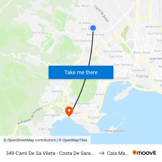 349-Camí De Sa Vileta - Costa De Saragossa to Cala Mayor map