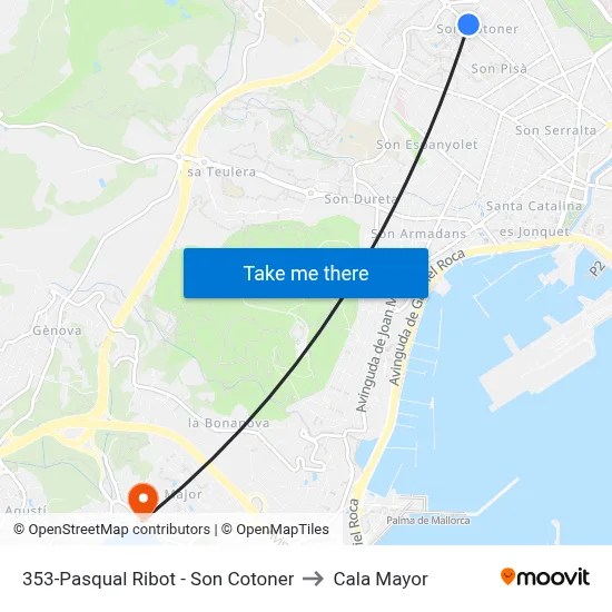 353-Pasqual Ribot - Son Cotoner to Cala Mayor map