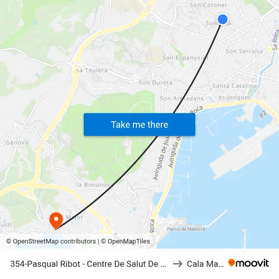 354-Pasqual Ribot - Centre De Salut De Son Pisa to Cala Mayor map