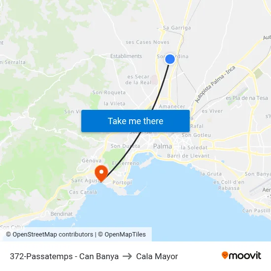 372-Passatemps - Can Banya to Cala Mayor map