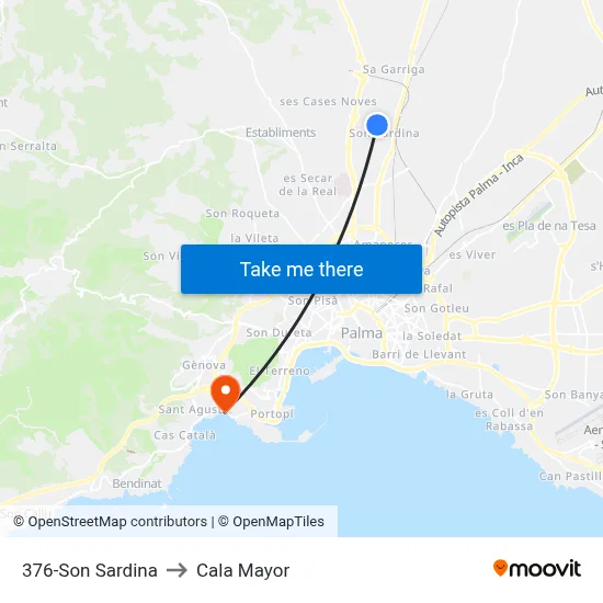 376-Son Sardina to Cala Mayor map