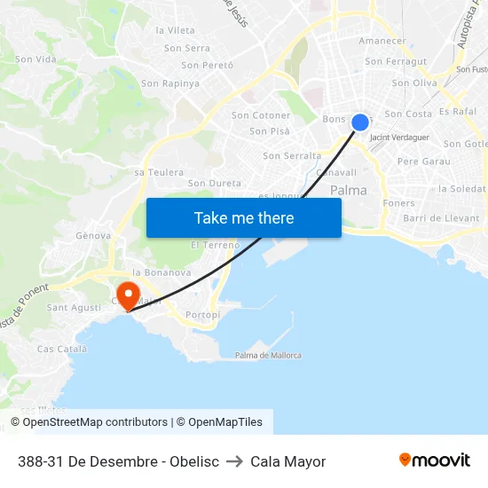 388-31 De Desembre - Obelisc to Cala Mayor map