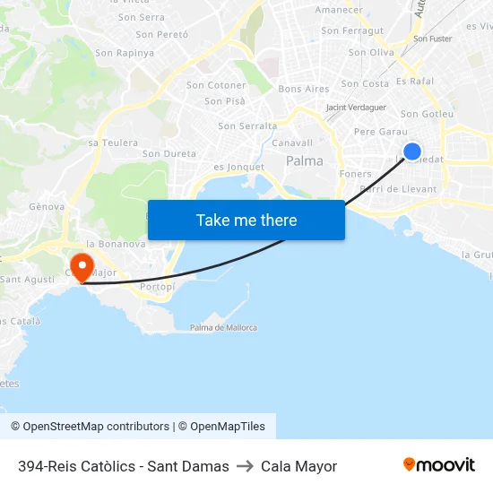 394-Reis Catòlics - Sant Damas to Cala Mayor map