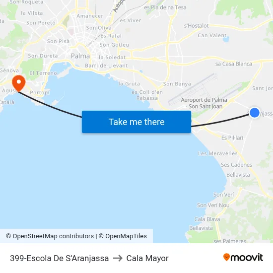 399-Escola De S'Aranjassa to Cala Mayor map
