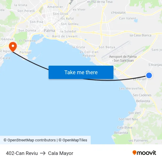 402-Can Reviu to Cala Mayor map