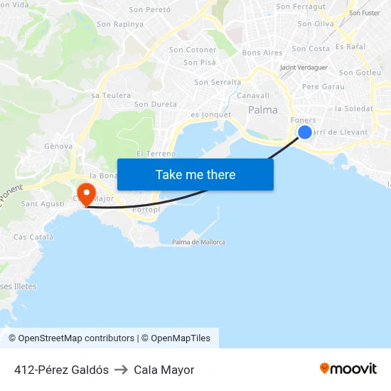 412-Pérez Galdós to Cala Mayor map