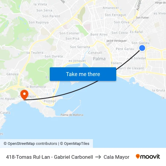 418-Tomas Rul·Lan - Gabriel Carbonell to Cala Mayor map