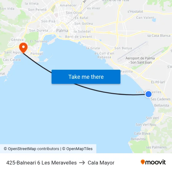 425-Balneari 6  Les Meravelles to Cala Mayor map