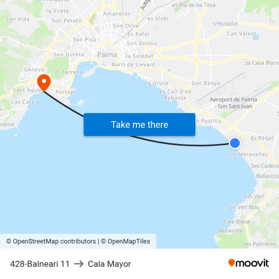 428-Balneari 11 to Cala Mayor map