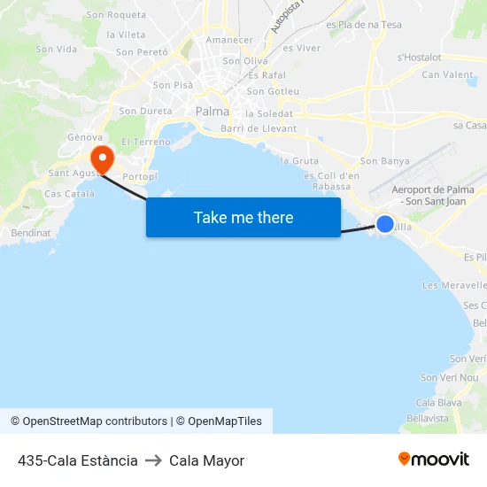 435-Cala Estància to Cala Mayor map
