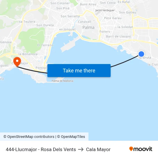 444-Llucmajor - Rosa Dels Vents to Cala Mayor map