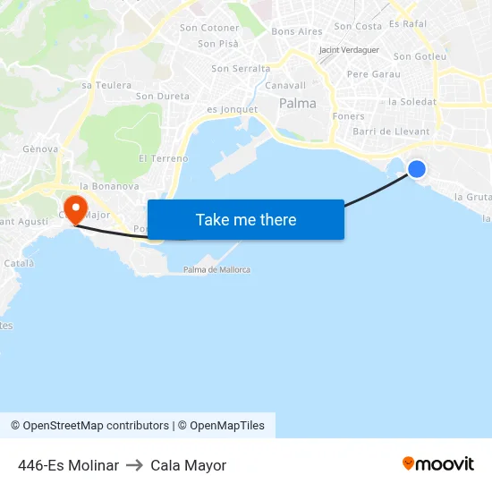 446-Es Molinar to Cala Mayor map