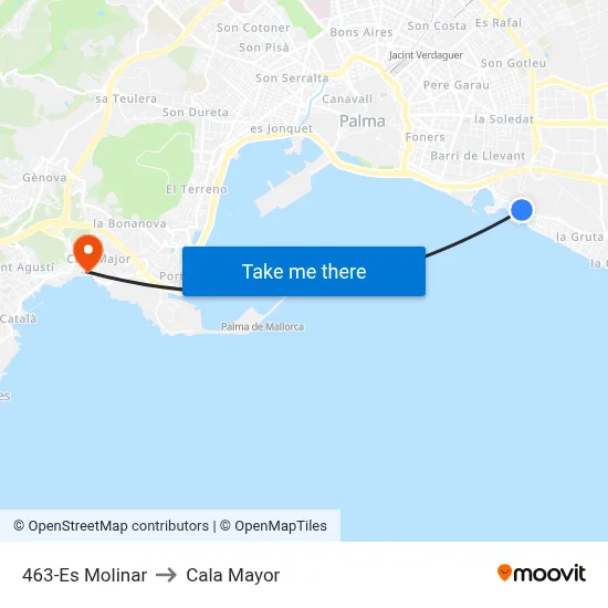 463-Es Molinar to Cala Mayor map