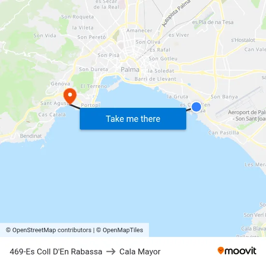 469-Es Coll D'En Rabassa to Cala Mayor map