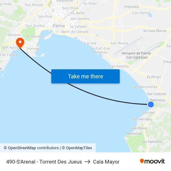 490-S'Arenal - Torrent Des Jueus to Cala Mayor map