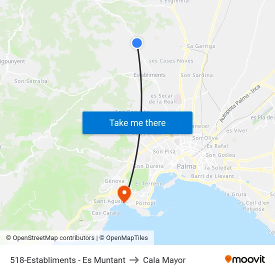 518-Establiments - Es Muntant to Cala Mayor map