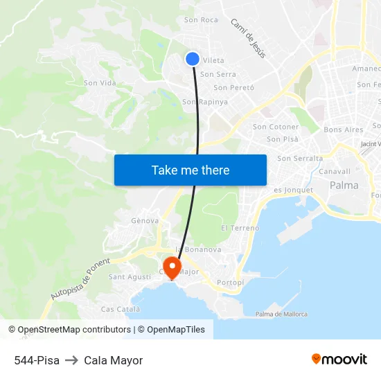 544-Pisa to Cala Mayor map