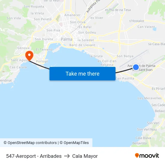 547-Aeroport - Arribades to Cala Mayor map