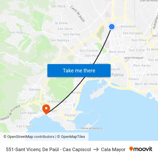 551-Sant Vicenç De Paül - Cas Capiscol to Cala Mayor map