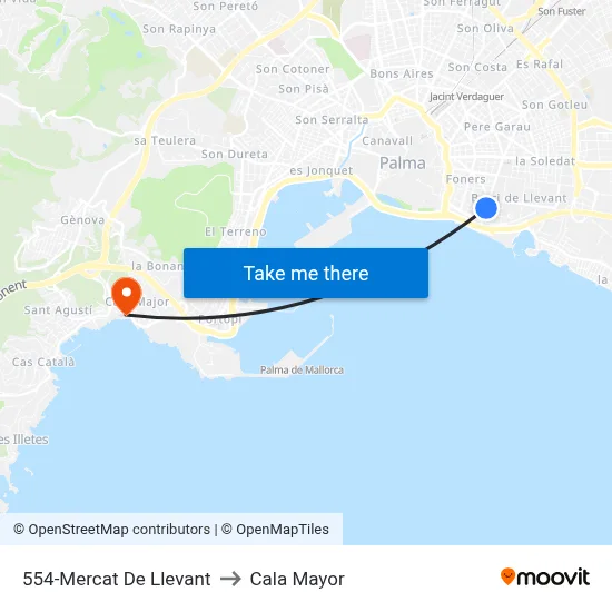 554-Mercat De Llevant to Cala Mayor map