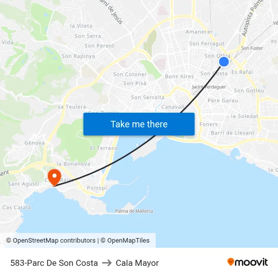 583-Parc De Son Costa to Cala Mayor map