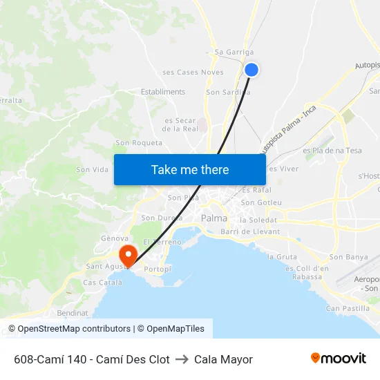 608-Camí 140 - Camí Des Clot to Cala Mayor map