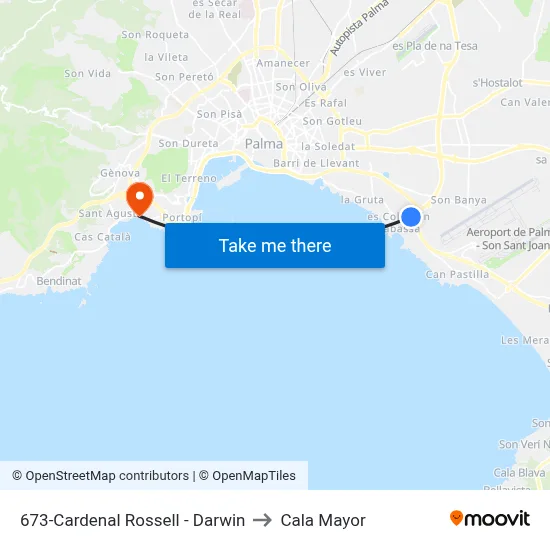 673-Cardenal Rossell - Darwin to Cala Mayor map