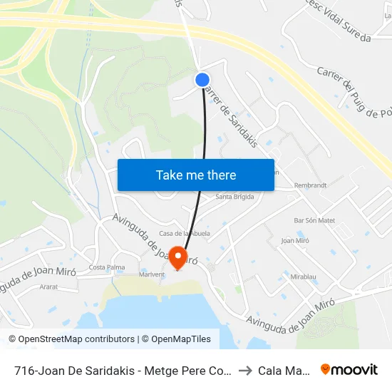 716-Joan De Saridakis - Metge Pere Comas to Cala Mayor map