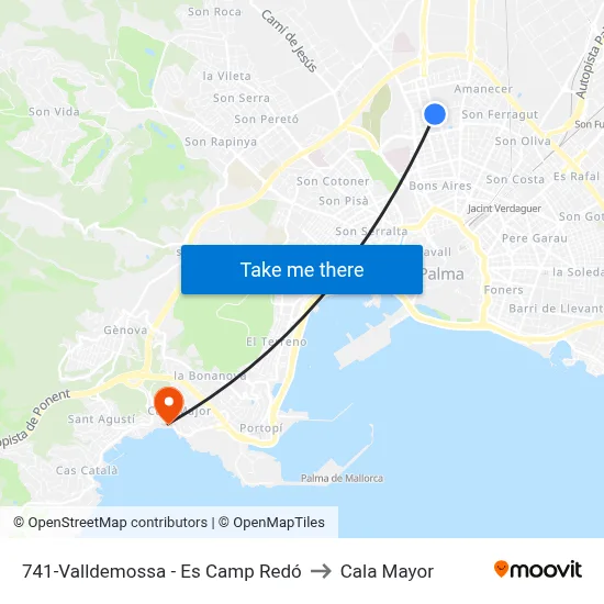 741-Valldemossa - Es Camp Redó to Cala Mayor map