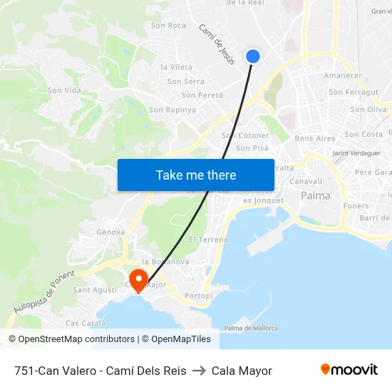 751-Can Valero - Camí Dels Reis to Cala Mayor map