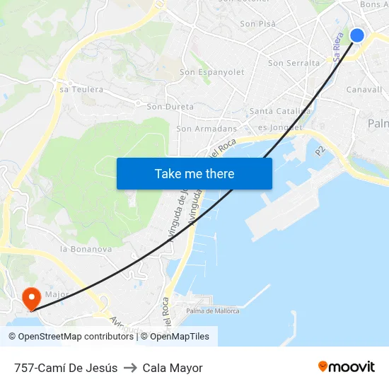 757-Camí De Jesús to Cala Mayor map