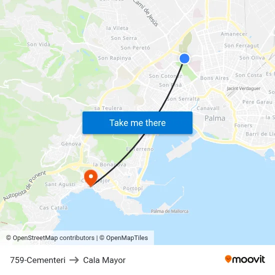 759-Cementeri to Cala Mayor map