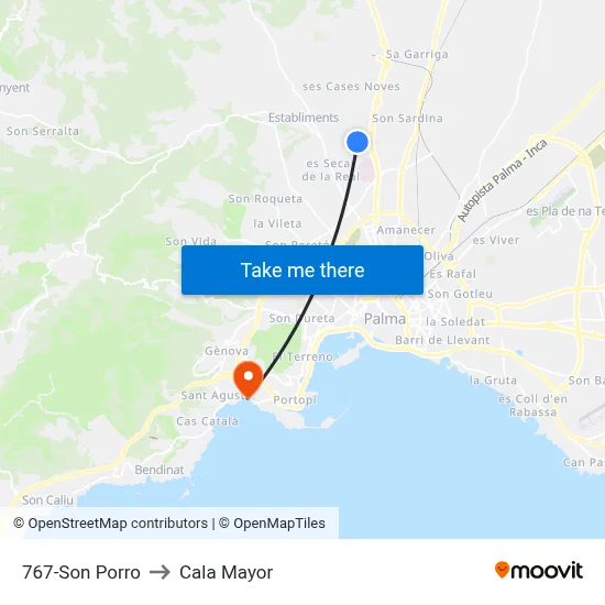 767-Son Porro to Cala Mayor map