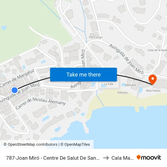 787-Joan Miró - Centre De Salut De Sant Agustí to Cala Mayor map