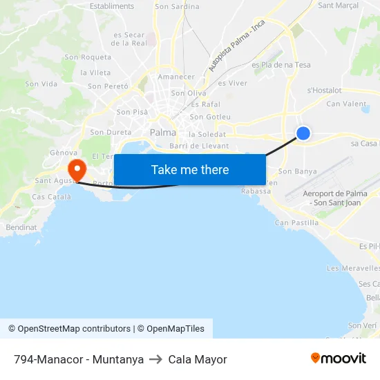 794-Manacor - Muntanya to Cala Mayor map