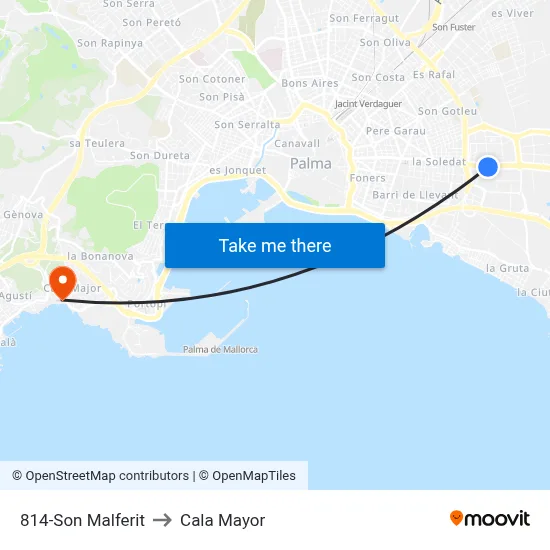 814-Son Malferit to Cala Mayor map
