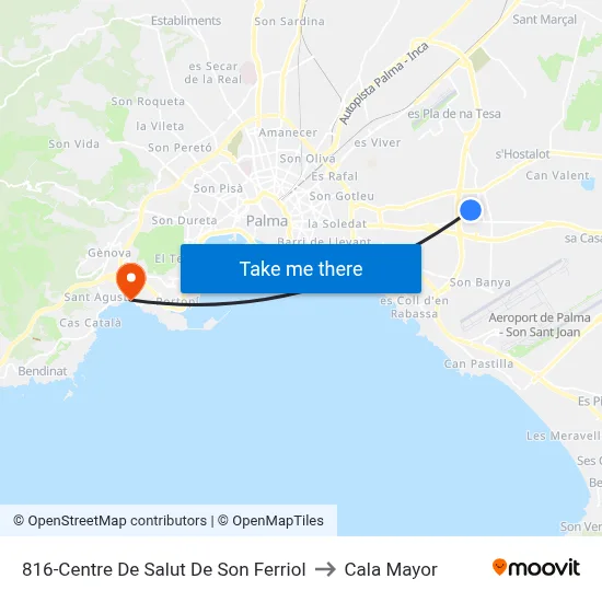 816-Centre De Salut De Son Ferriol to Cala Mayor map