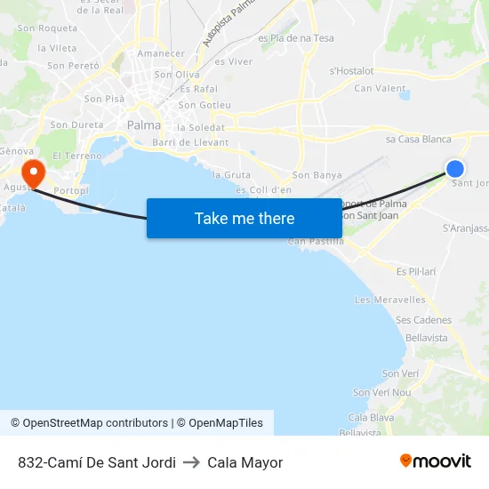832-Camí De Sant Jordi to Cala Mayor map