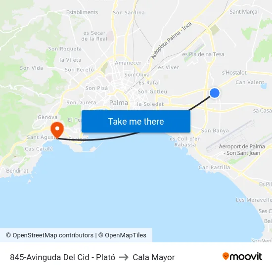 845-Avinguda Del Cid - Plató to Cala Mayor map