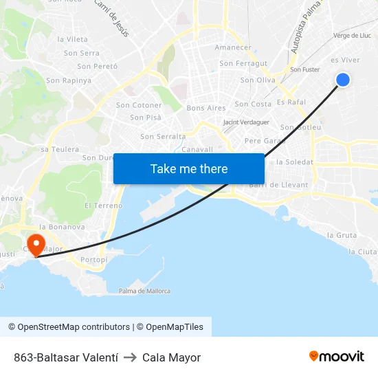 863-Baltasar Valentí to Cala Mayor map