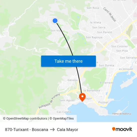 870-Turixant - Boscana to Cala Mayor map