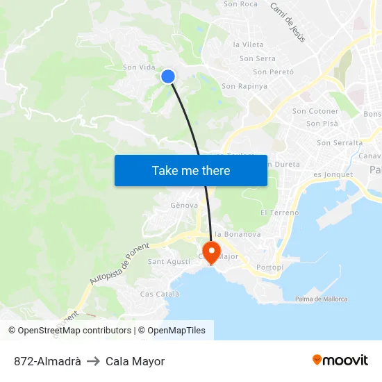 872-Almadrà to Cala Mayor map