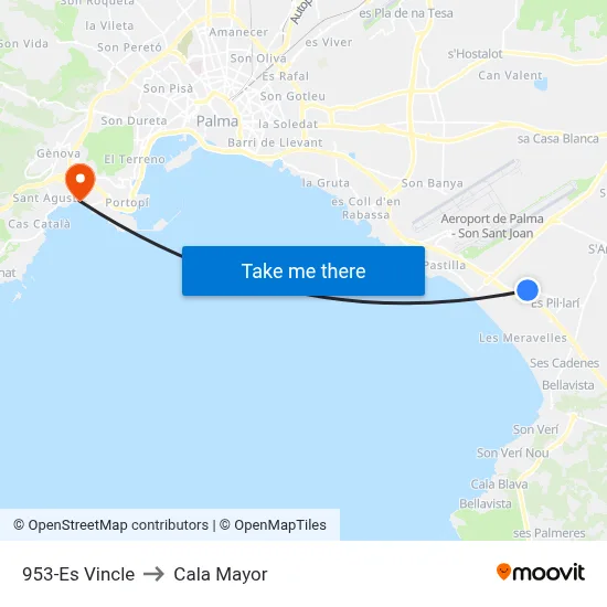 953-Es Vincle to Cala Mayor map