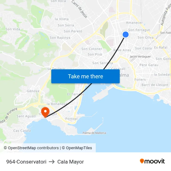 964-Conservatori to Cala Mayor map