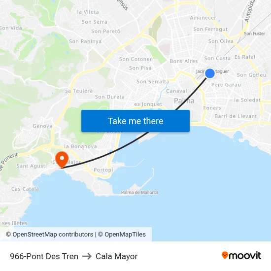 966-Pont Des Tren to Cala Mayor map