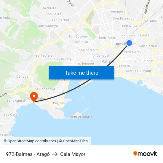 972-Balmes - Aragó to Cala Mayor map