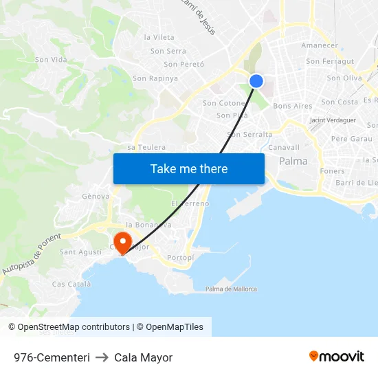 976-Cementeri to Cala Mayor map