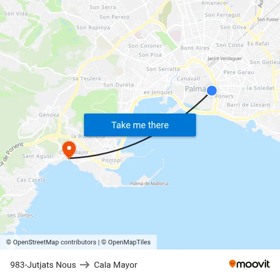 983-Jutjats Nous to Cala Mayor map