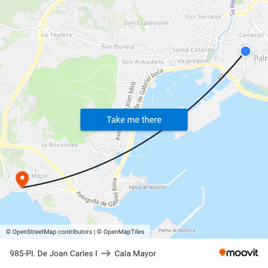 985-Pl. De Joan Carles I to Cala Mayor map