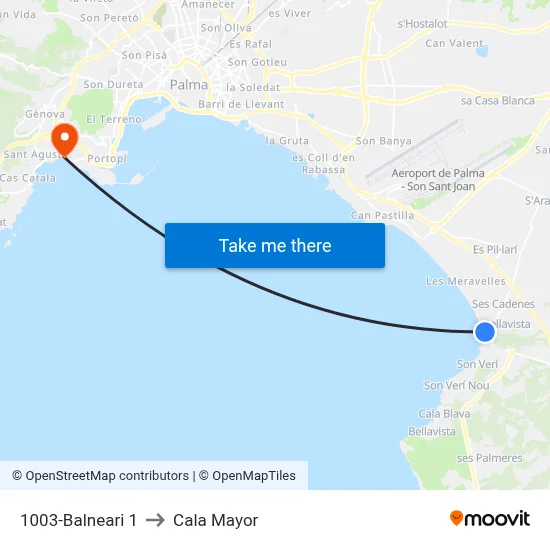 1003-Balneari 1 to Cala Mayor map
